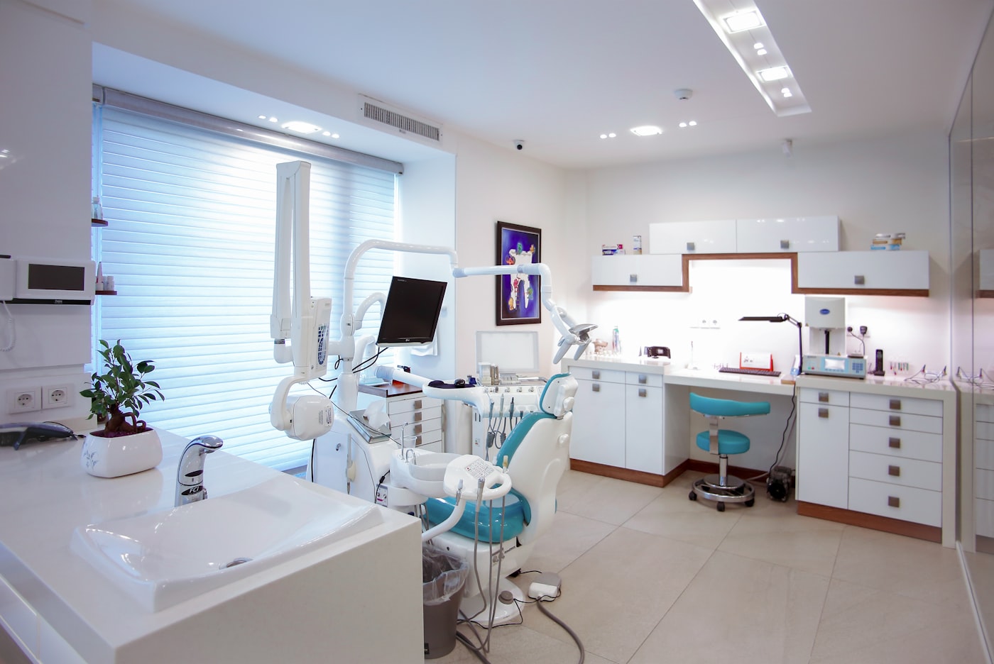 Clean modern dental reception area