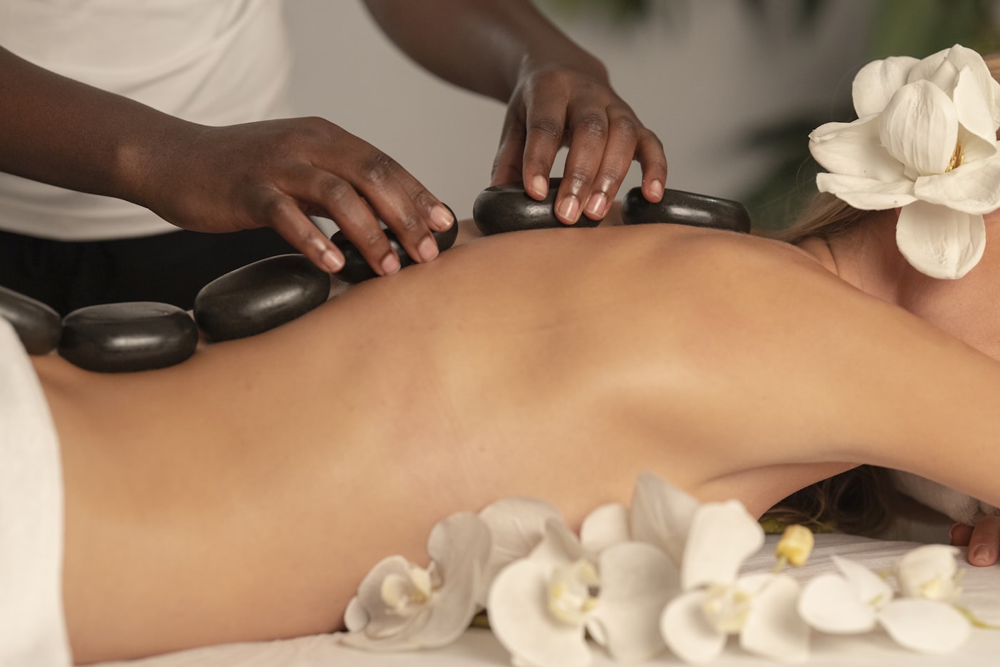 Spa treatment room set up for a relaxing session